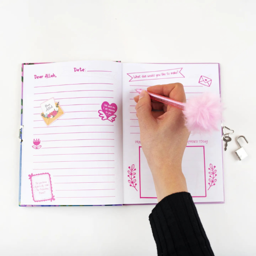 Dear Allah Secret Diary -Dear Allah Secret Diary | Islamic Lockable Journal for Kids with Key, Stickers & Fluffy Pen