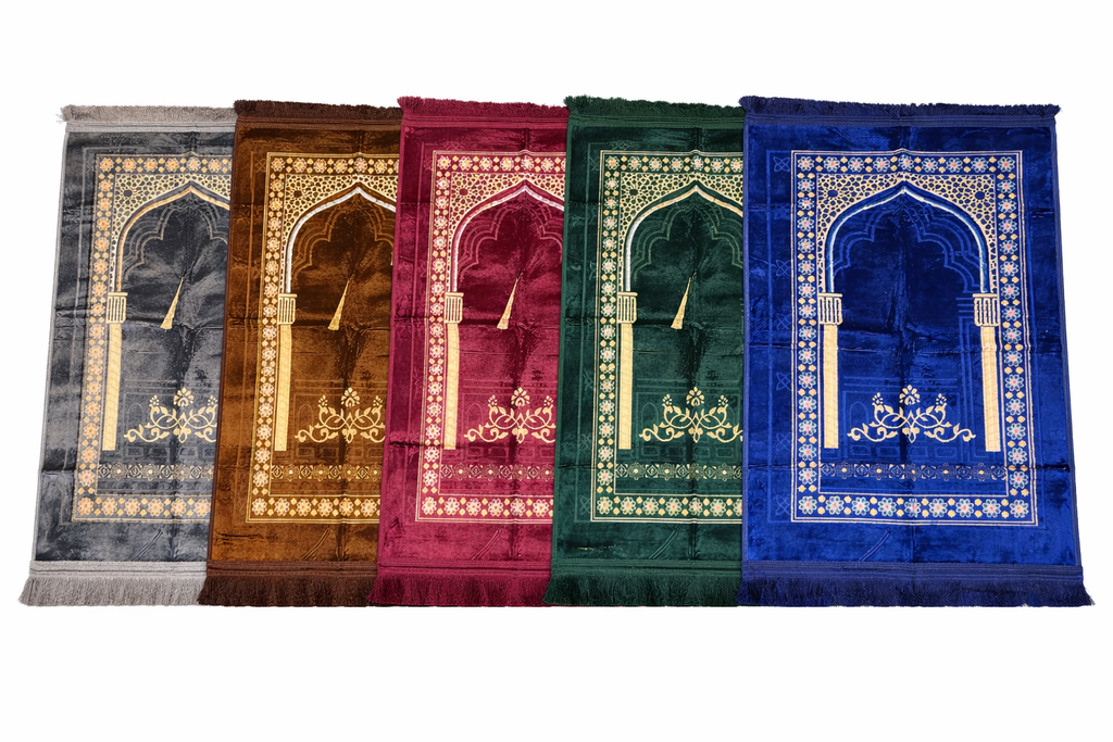 Thick Turkish Prayer Mats Including Matching Tasbeeh - In 5 Different Colours