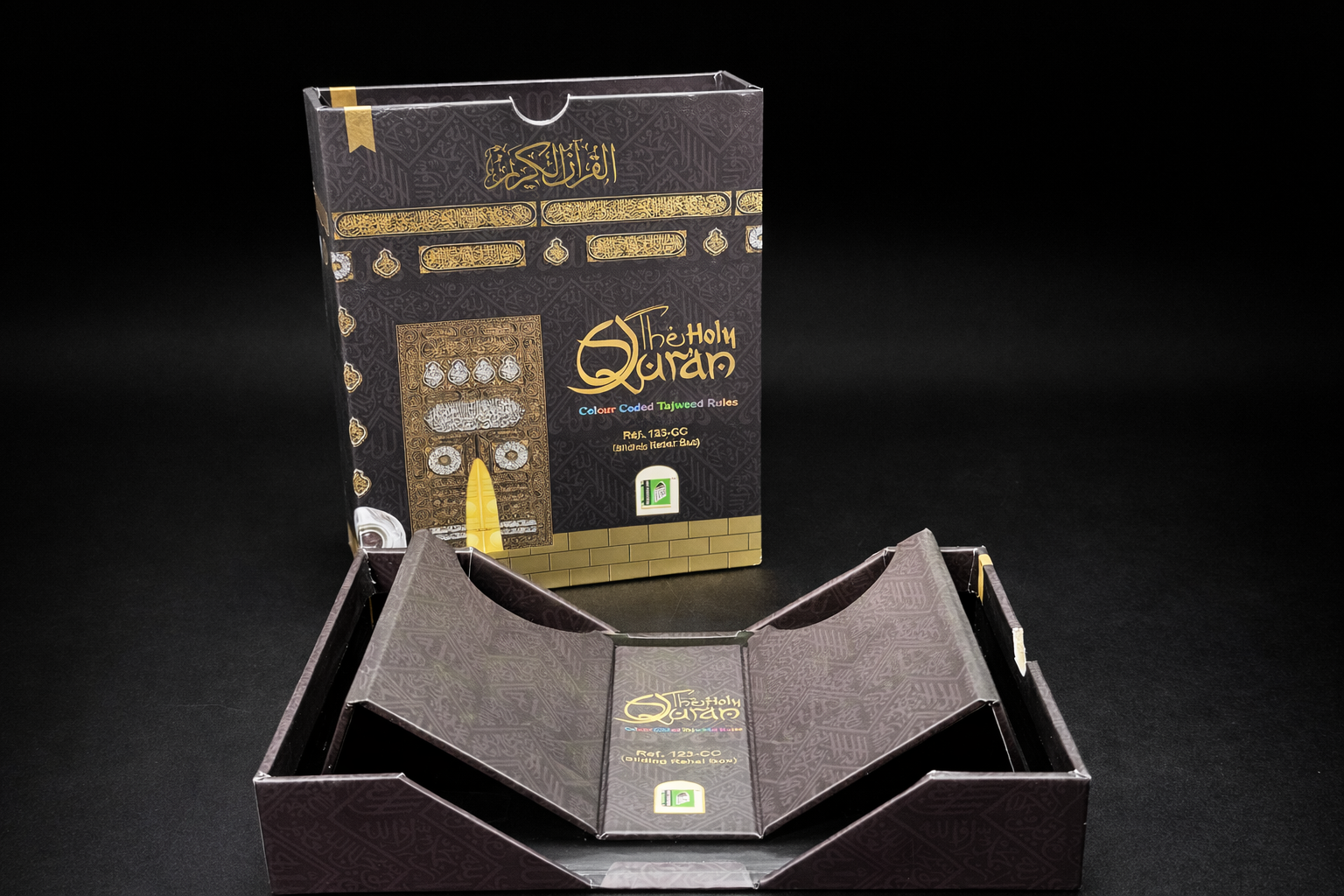 15 Line Colour Coded Quran with Rehal Stand – Kaaba Cover | A5 Portable Quran Main image