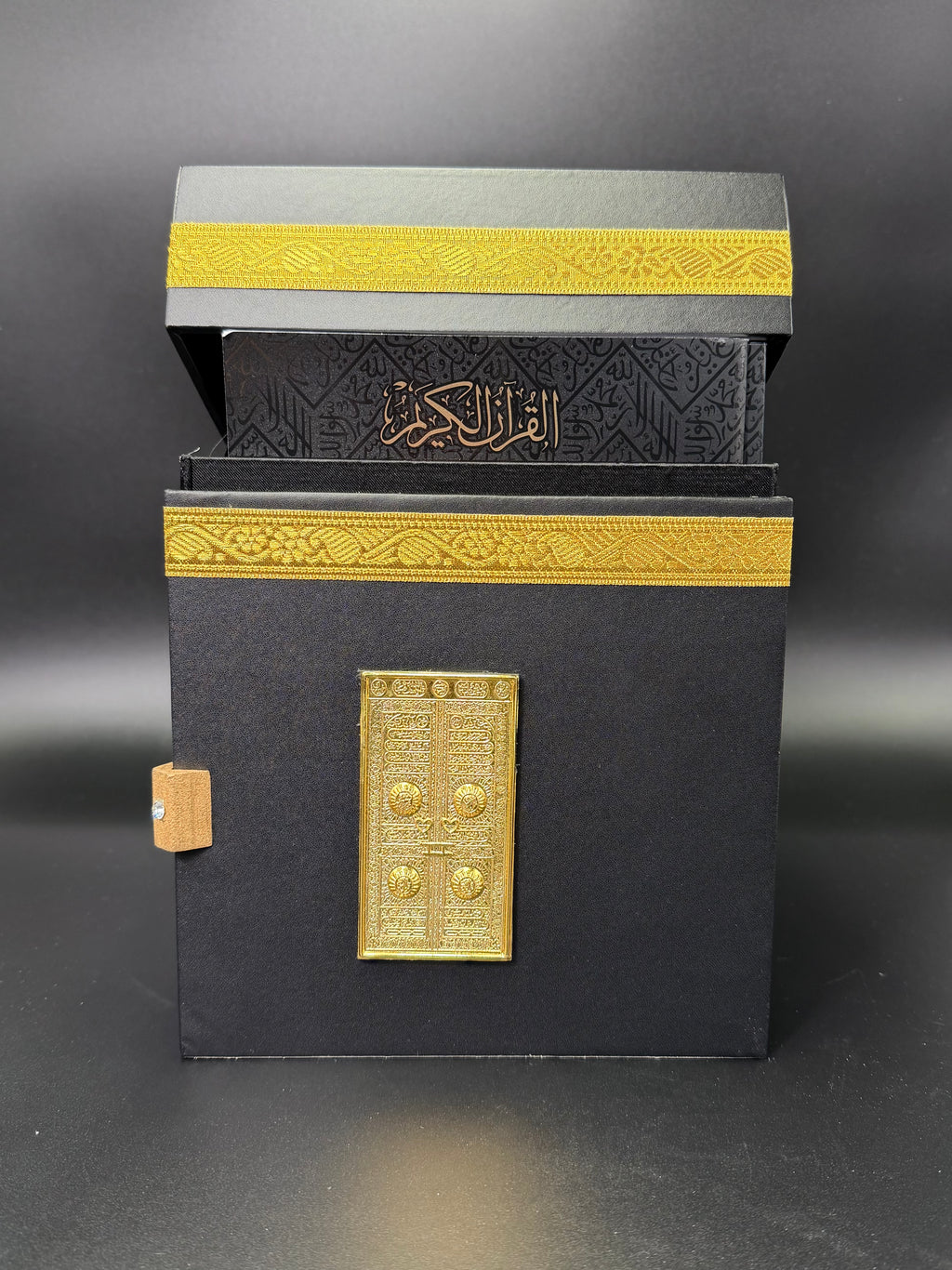Large 30 Quran Paras in Kabba Cover Box - Premium Black PU Leather Kaaba Inspired Design