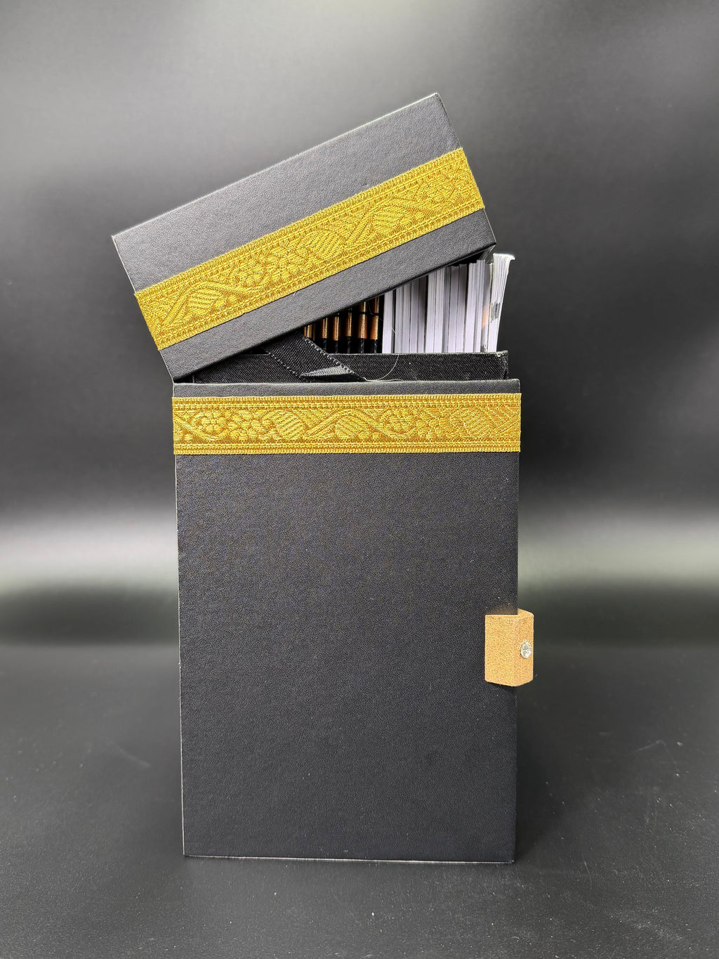 Large 30 Quran Paras in Kabba Cover Box - Premium Black PU Leather Kaaba Inspired Design