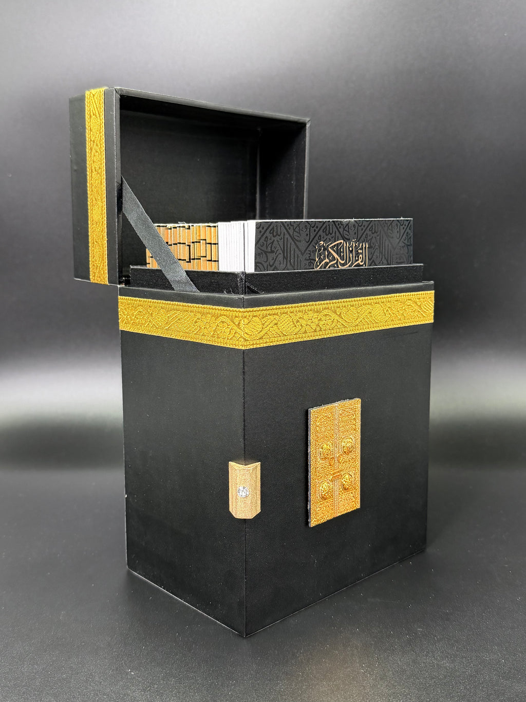 Medium 30 Quran Paras in Kabba Cover Box &nbsp;- Premium Black PU Leather Kaaba Inspired Design