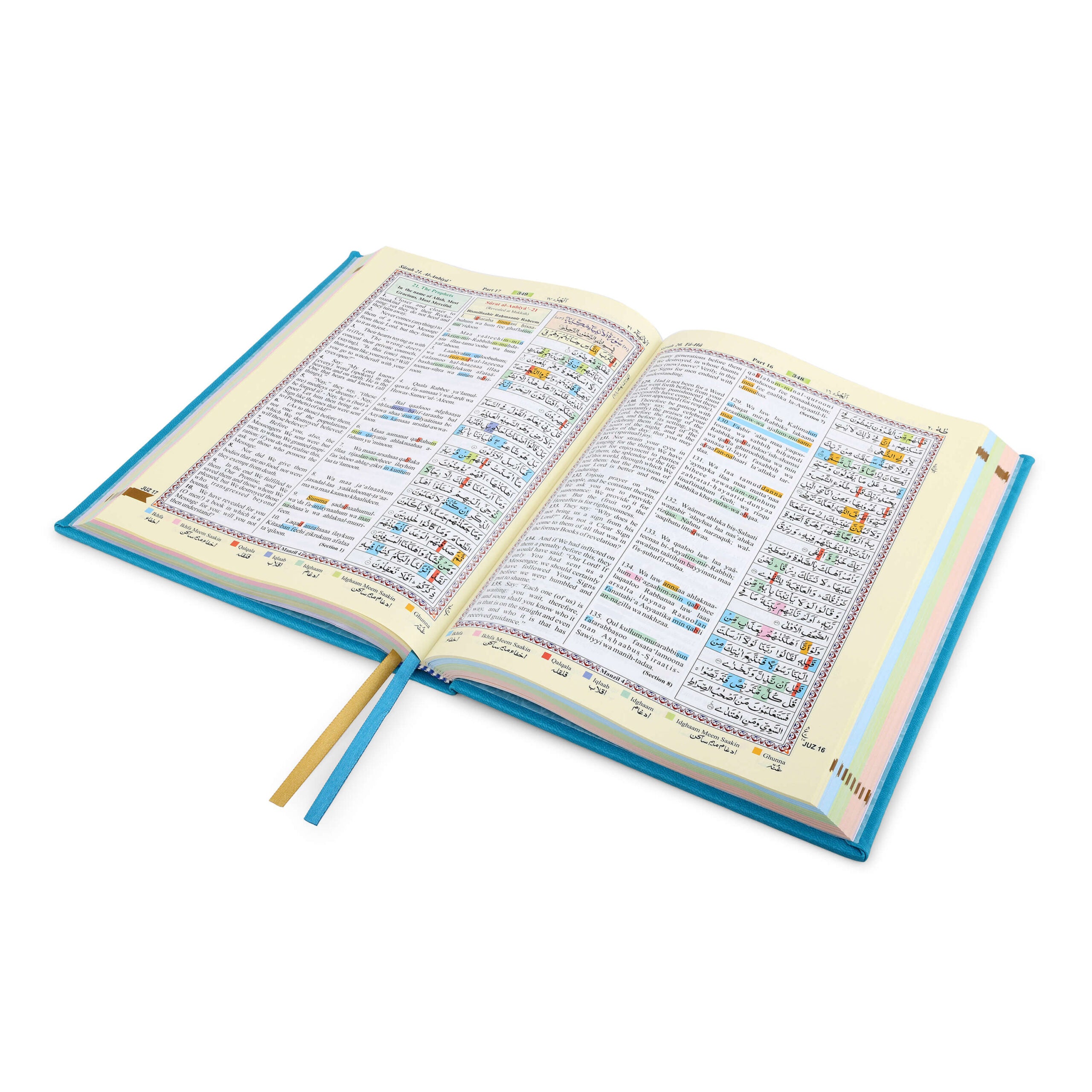 Large Colour Coded Quran – with Roman Transliteration &amp; English Translation | Premium Hard-back cover