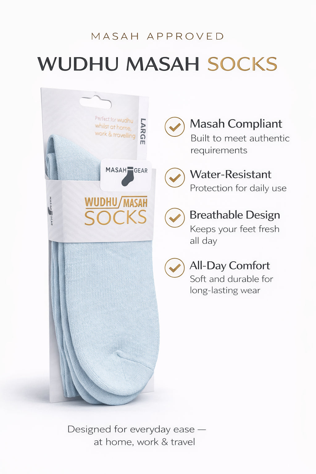 Wudhu Masah Socks – Comfortable, Breathable & Masah-Compliant for Everyday Use Main image